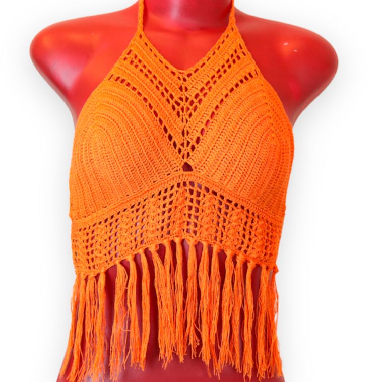 Solid Crochet Bikini Top
