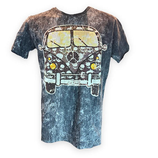 Skull Bus Black Vintage Stonewash Men's T-Shirt By No time