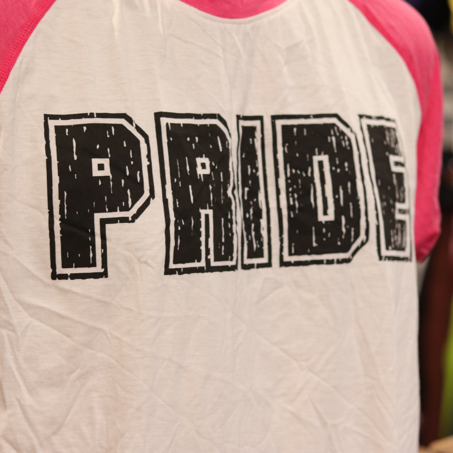 Pride Baseball Tee Pink and White