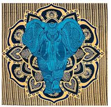 Azure Elephant Tapestry