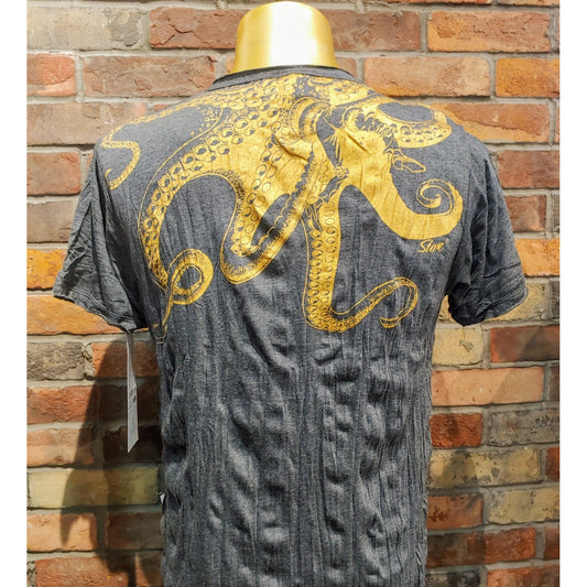 Octopus Attack Gold Print Men's T-Shirt By Sure