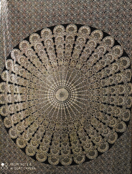 Monotone Mandala Tapestry